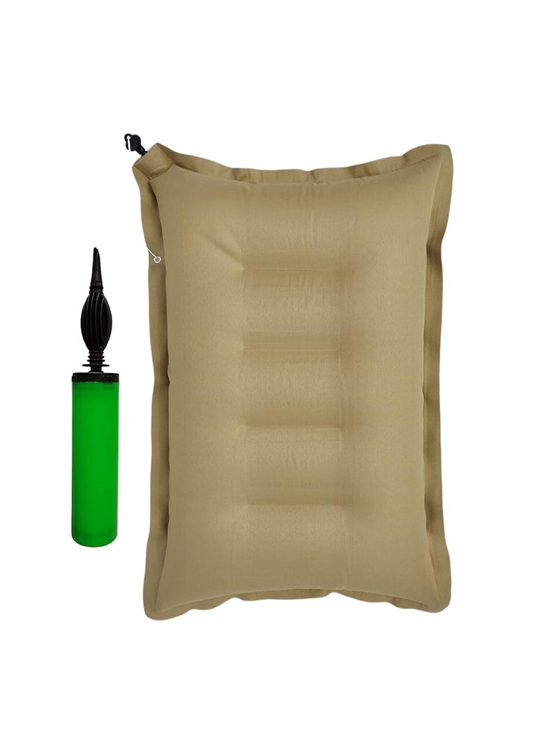 SHIVAM CART SHIVAM CART Inflatable Soft Portable Air Travel Pillow Pack of 1 with an Air Pump for Travelling in Train Bus Camping Hostel and Office Brown  - Image 1