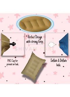 SHIVAM CART SHIVAM CART Inflatable Soft Portable Air Travel Pillow Pack of 1 with an Air Pump for Travelling in Train Bus Camping Hostel and Office Brown  - Image 2