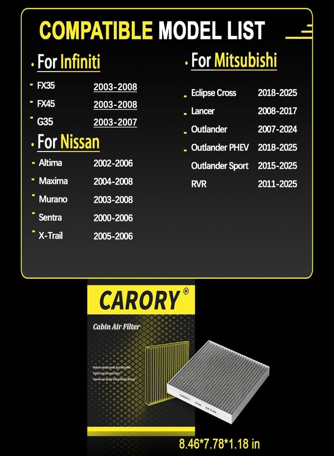 CARORY Cabin Air Filter w/Activated Carbon for Nissan Altima 02-06, Maxima 04-08, Murano 03-08, Sentra 00-06, X-Trail 02-13, Pathfinder 03-08, Infiniti FX35/FX45/G35 03-08, and More - Image 2