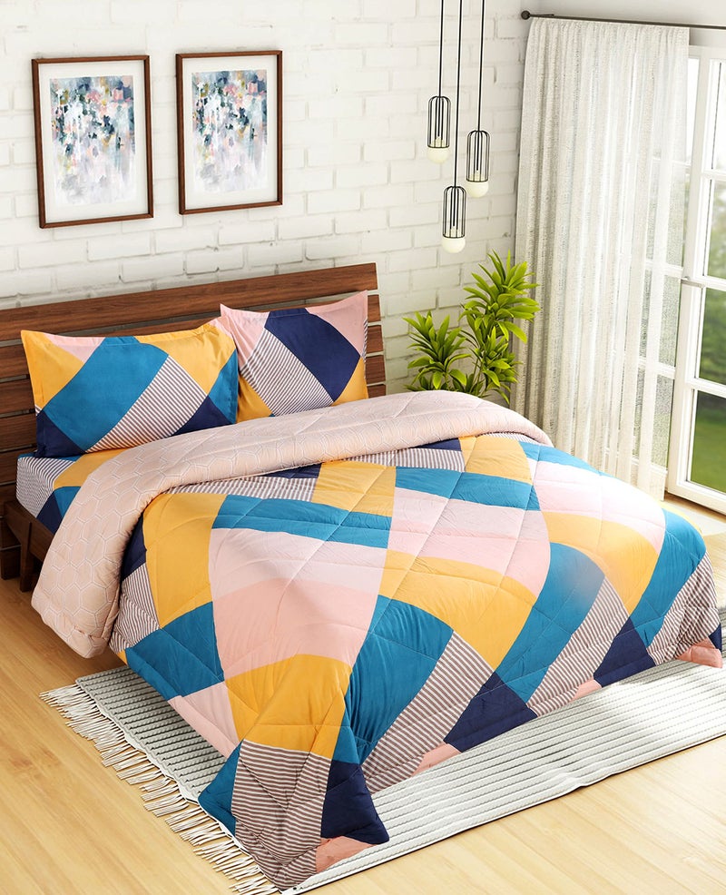 Floating Dreams Printed Double Comforter for AC Room (Cotton, Yellow) - Image 1