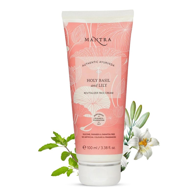 Mantra Authentic Ayurveda Holy Basil And Lily Revitalizer Face Cream  100 ml  Antiblemish Antidark spots  Antiageing - Image 1
