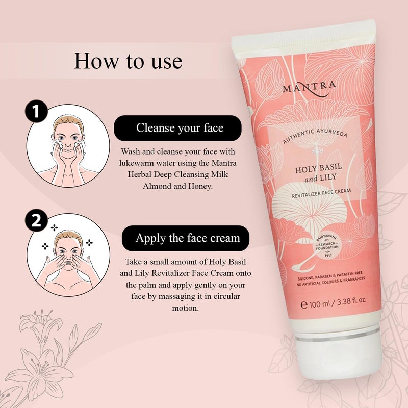 Mantra Authentic Ayurveda Holy Basil And Lily Revitalizer Face Cream  100 ml  Antiblemish Antidark spots  Antiageing - Image 5