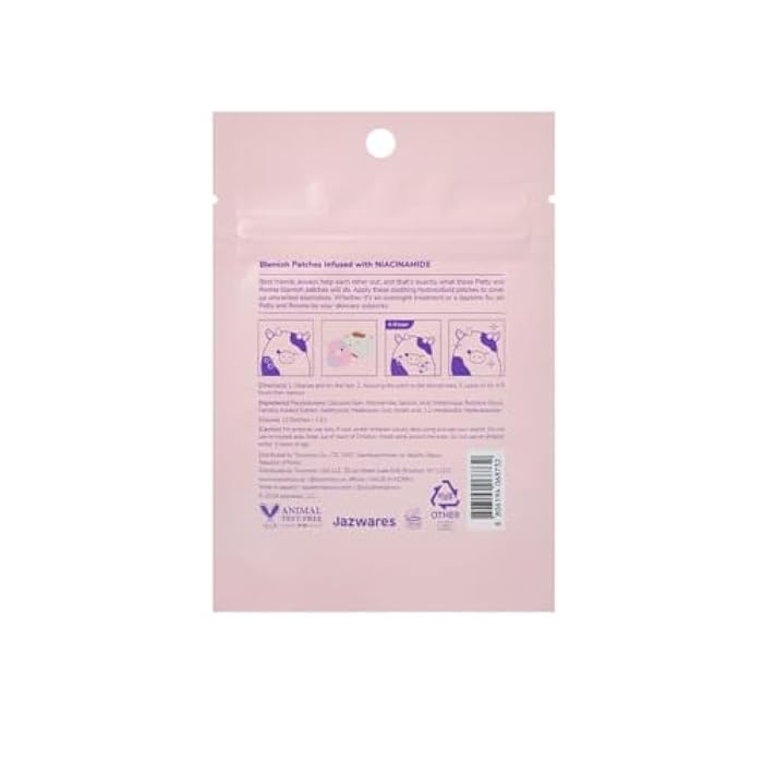 TONYMOLY x Squishmallows Patty + Ronnie Blemish Patches - Niacinamide infused Hydrocolloid pimple patches, 24 Patches - Image 4