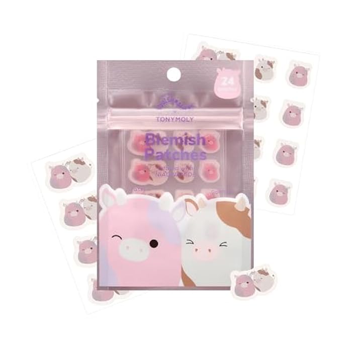 TONYMOLY x Squishmallows Patty + Ronnie Blemish Patches - Niacinamide infused Hydrocolloid pimple patches, 24 Patches - Image 1