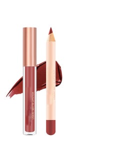 Lip Liner and Liquid Matte Lipstick Set 12 Colors Crayon Matte Longwear Lip Pencil 24h Velvety Red Lips and Lip Liners Make Up Lip Contouring Pencil Waterproof Long Lasting Nude Lipgloss Lip Stain Kit with Lip Liner for Women 12
