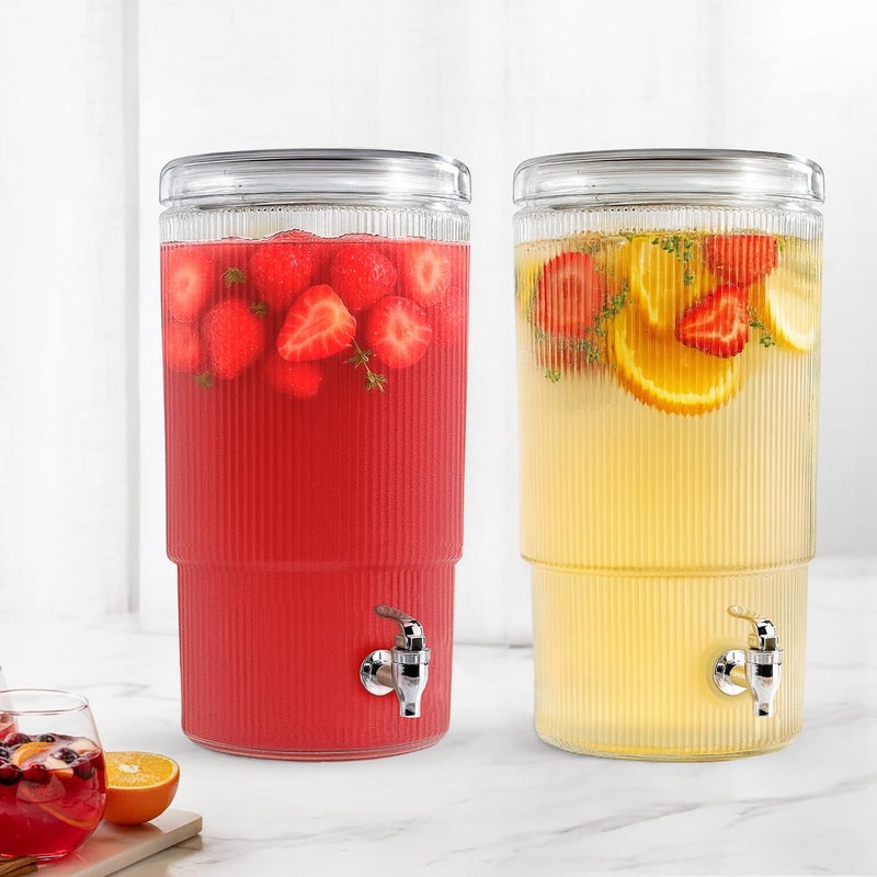 MosJos 2-PACK Capri Drink Dispenser - Glass Beverage Dispenser, 100% Leakproof Spigot Perfect For Parties And Daily Use Lead-Free Glass, Beautiful Design, 1.8 Gallon - Image 3