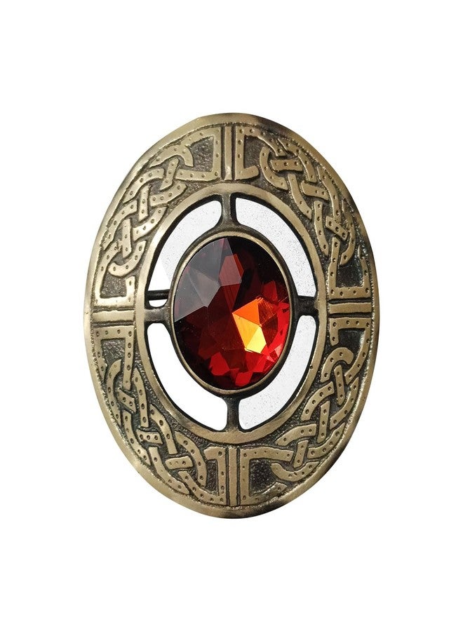 AAR Men's Kilt Brooch Pin Stones Scottish Fly Plaid Celtic Antique Plated Norse Vintage Jewelry - Image 1