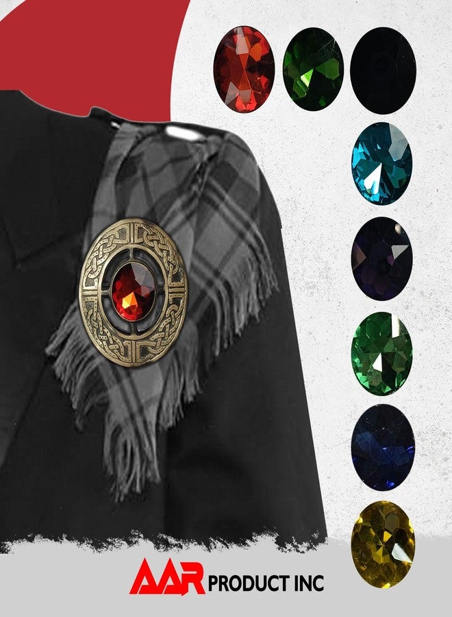 AAR Men's Kilt Brooch Pin Stones Scottish Fly Plaid Celtic Antique Plated Norse Vintage Jewelry - Image 4