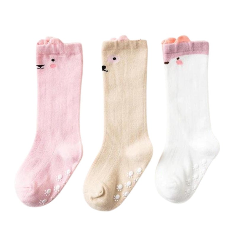 GUCHIGU Unisex Baby Knee High Socks Toddlers Breathable Cute Print Sock Anti-mosquito Knit 3 Pair Cotton Ankle Length Long Socks for Little Kids Boys Girls (Multicolor, 6-24 Months, Pack of 3) - Image 5