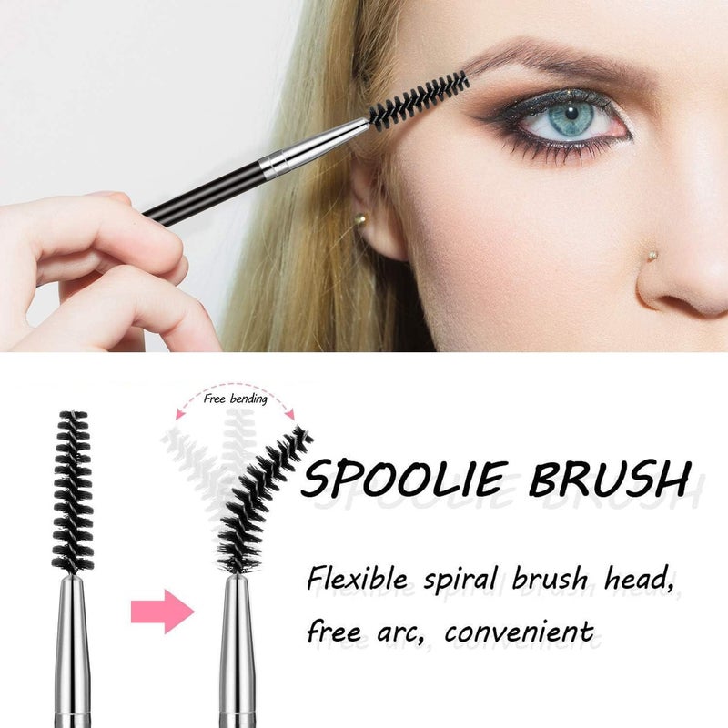 FUIN Duo Eye brow Brush, Angled Eyebrow and Spoolie Brush, Professional Angled Eye Brow Brush and Spoolie Brush, Multi-functional Mini Eyelash Brushes for Eyelashes Extensio Makeup Precision Application - Image 4
