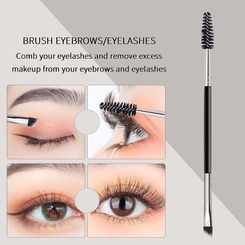 FUIN Duo Eye brow Brush, Angled Eyebrow and Spoolie Brush, Professional Angled Eye Brow Brush and Spoolie Brush, Multi-functional Mini Eyelash Brushes for Eyelashes Extensio Makeup Precision Application - Image 5