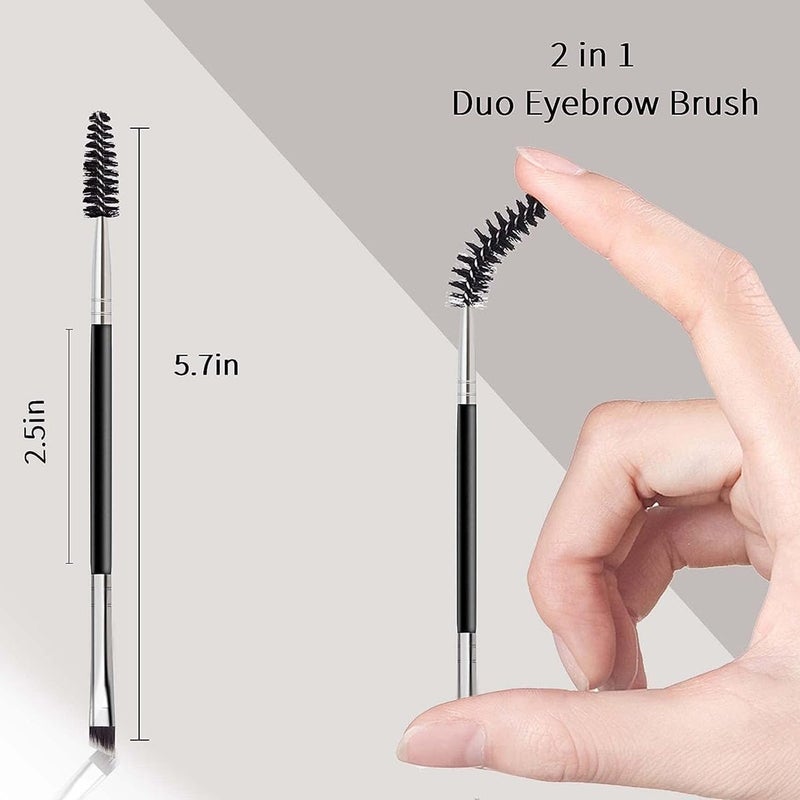 FUIN Duo Eye brow Brush, Angled Eyebrow and Spoolie Brush, Professional Angled Eye Brow Brush and Spoolie Brush, Multi-functional Mini Eyelash Brushes for Eyelashes Extensio Makeup Precision Application - Image 2