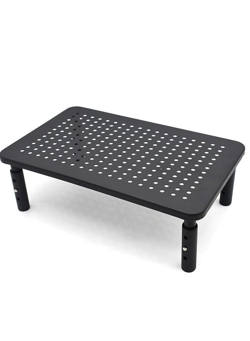 Green Tiger Monitor Stand Riser for Computer, Laptop, Printer, Notebook and All Flat Screen Display with Vented Metal Platform and 3 Height Adjustable Underneath Storage, 1 Pack, Black - Image 1