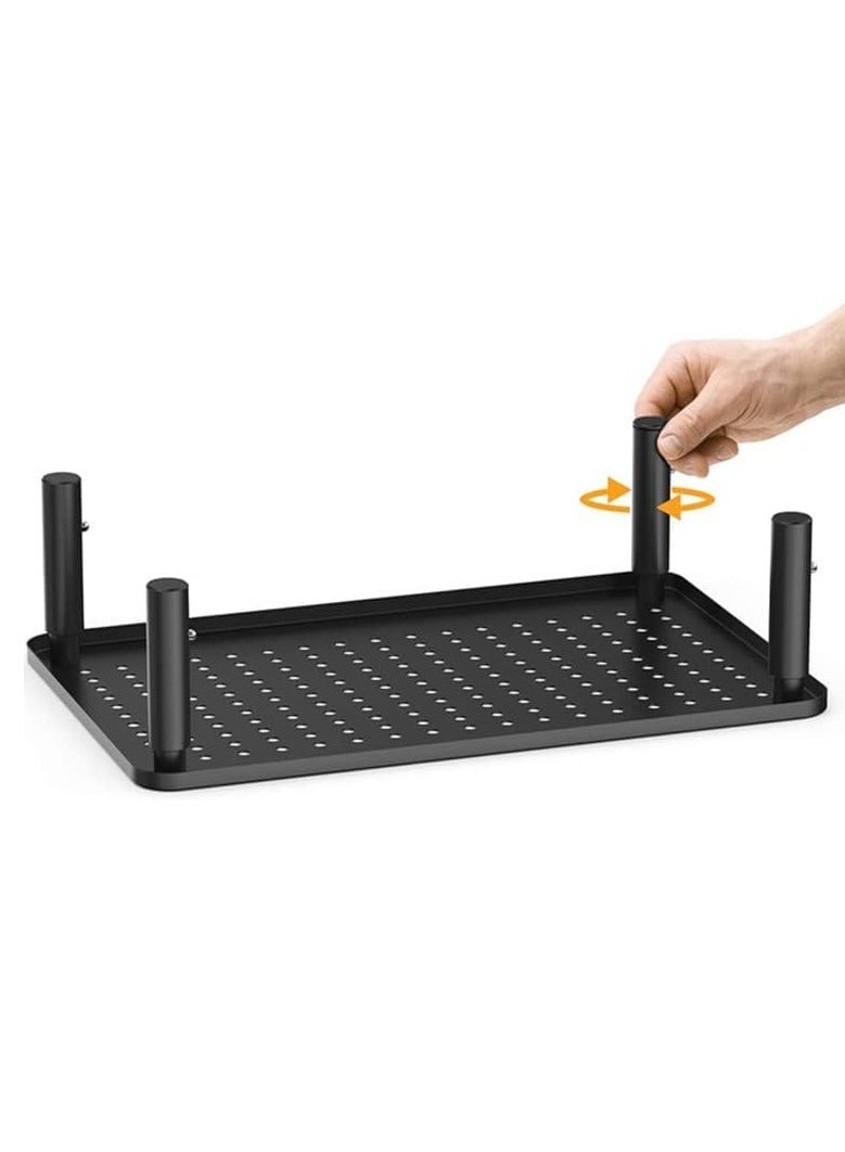 Green Tiger Monitor Stand Riser for Computer, Laptop, Printer, Notebook and All Flat Screen Display with Vented Metal Platform and 3 Height Adjustable Underneath Storage, 1 Pack, Black - Image 2