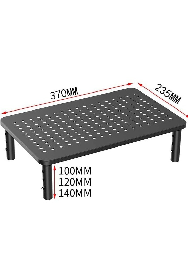 Green Tiger Monitor Stand Riser for Computer, Laptop, Printer, Notebook and All Flat Screen Display with Vented Metal Platform and 3 Height Adjustable Underneath Storage, 1 Pack, Black - Image 3
