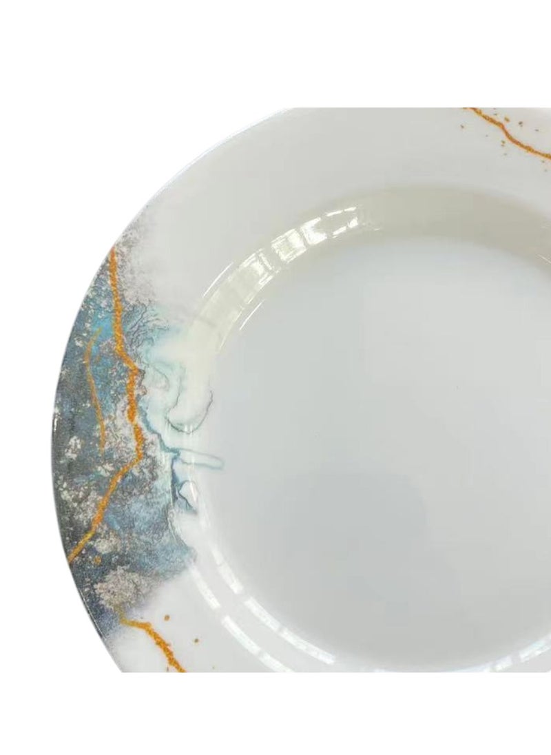 ALLKING Melamine Deep Plate 10" - Soup Plates Pasta Plates | plate with playful Classic decoration, dishwasher safe | Ideal for Soup, Deserts, Ice Cream & More | Set of 6 | Blue  - Image 4
