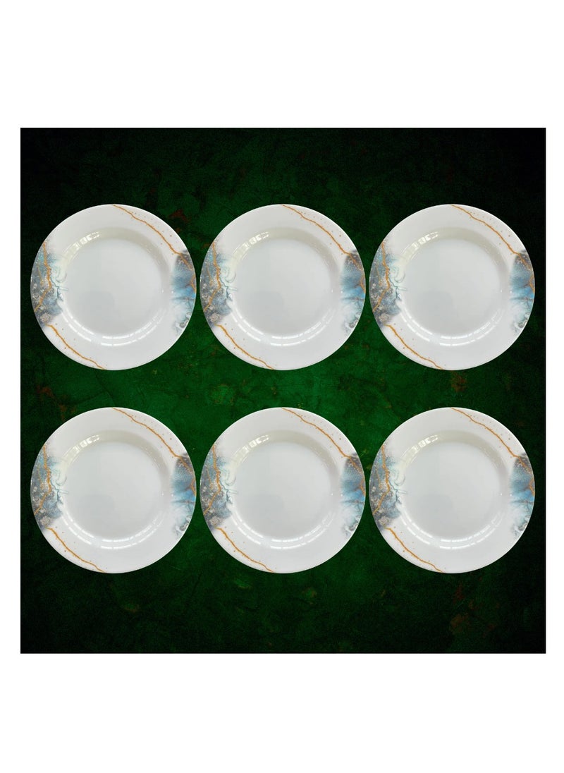 ALLKING Melamine Deep Plate 10" - Soup Plates Pasta Plates | plate with playful Classic decoration, dishwasher safe | Ideal for Soup, Deserts, Ice Cream & More | Set of 6 | Blue  - Image 2