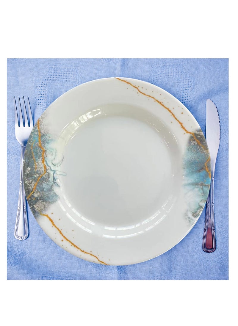ALLKING Melamine Deep Plate 10" - Soup Plates Pasta Plates | plate with playful Classic decoration, dishwasher safe | Ideal for Soup, Deserts, Ice Cream & More | Set of 6 | Blue  - Image 3