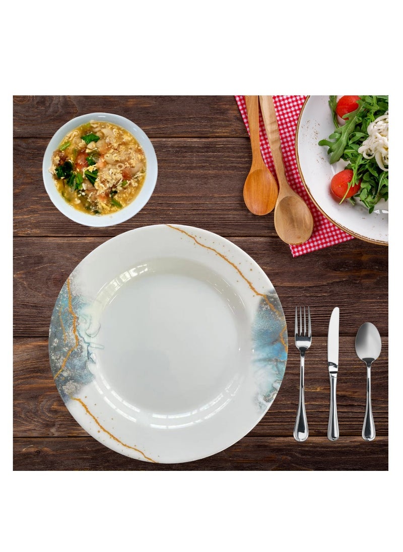 ALLKING Melamine Deep Plate 10" - Soup Plates Pasta Plates | plate with playful Classic decoration, dishwasher safe | Ideal for Soup, Deserts, Ice Cream & More | Set of 6 | Blue  - Image 5