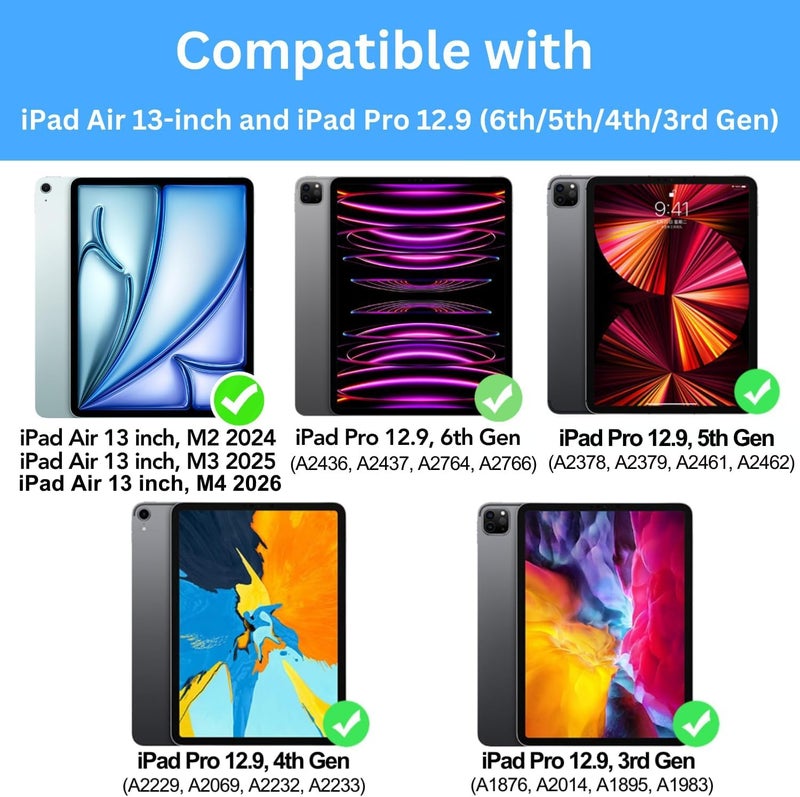 حافظة لوحة مفاتيح runelk متوافقة مع iPad Pro بحجم 12.9 بوصة، الجيل الثالث/الرابع/الخامس – اللون أبيض. - Image 3