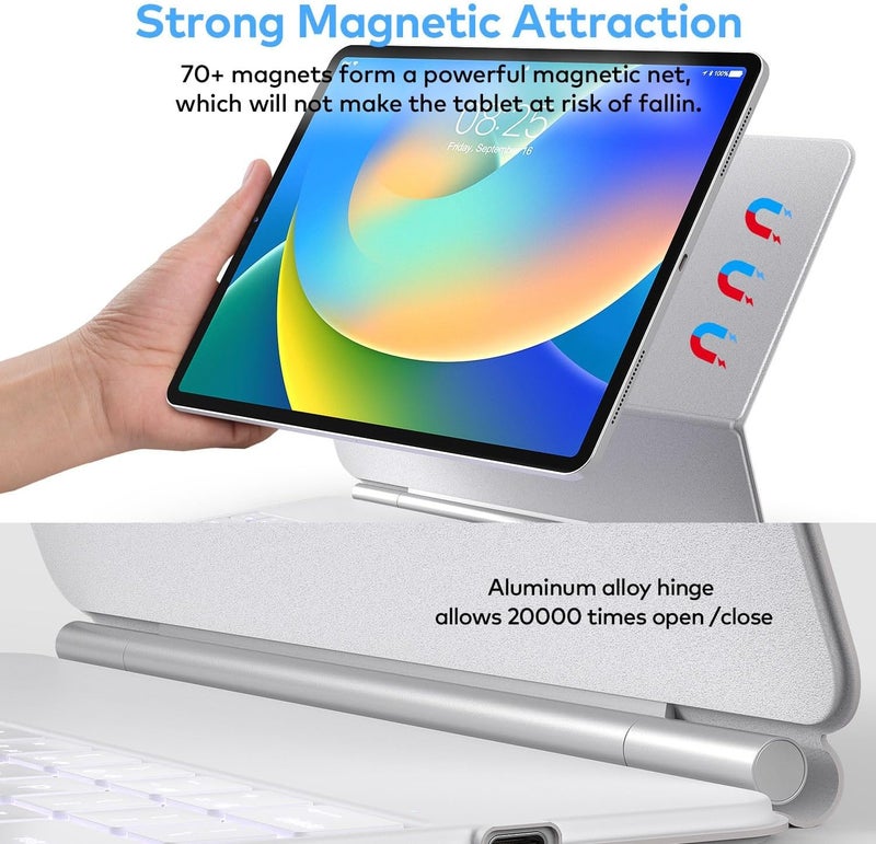 حافظة لوحة مفاتيح runelk متوافقة مع iPad Pro بحجم 12.9 بوصة، الجيل الثالث/الرابع/الخامس – اللون أبيض. - Image 5