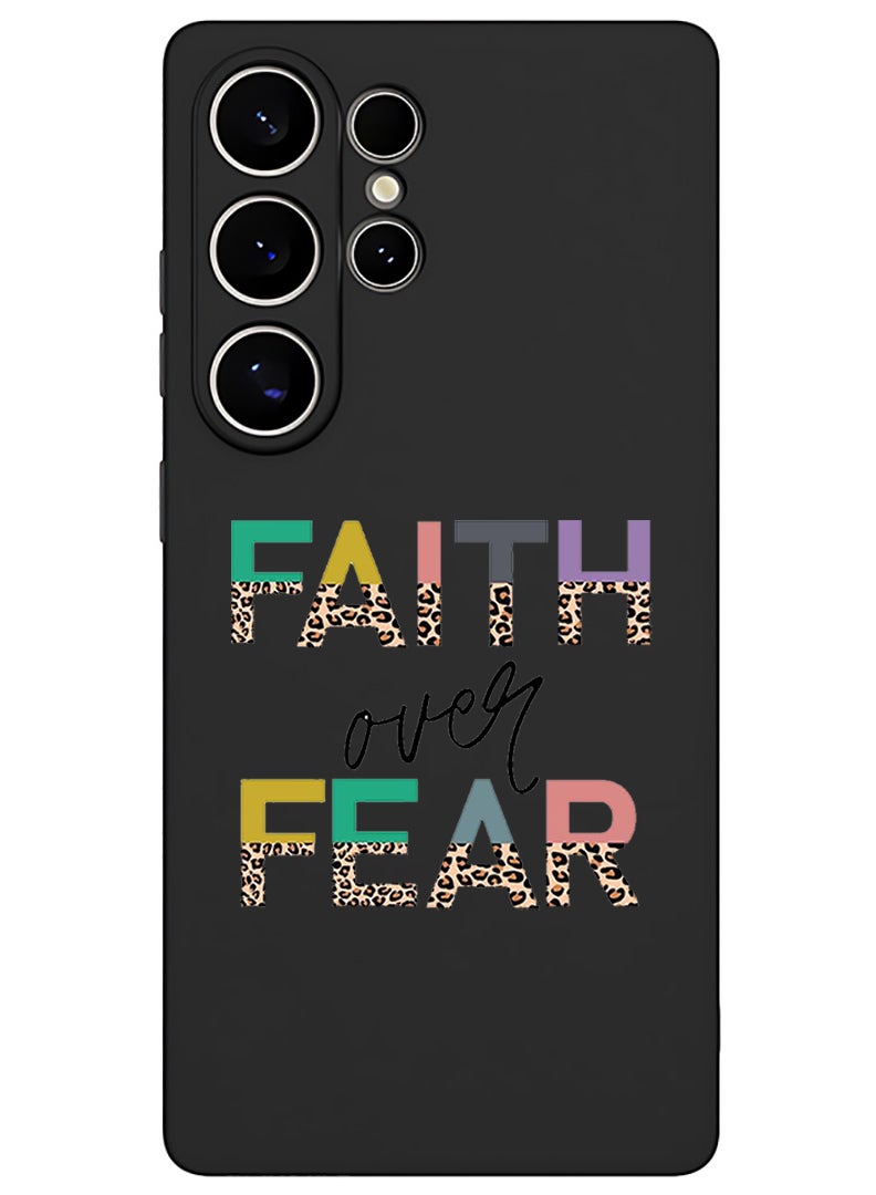 Theodor Protective Slim Fit Case Liquid Silicone Cover with Full Body Protection Anti-Scratch Shockproof Case For Samsung Galaxy S25 Ultra (Black) - Faith over fear - Image 1