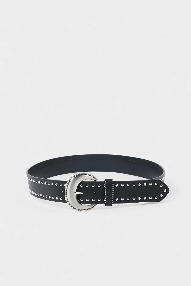 Woman Animal Print Oval Buckle Faux Leather