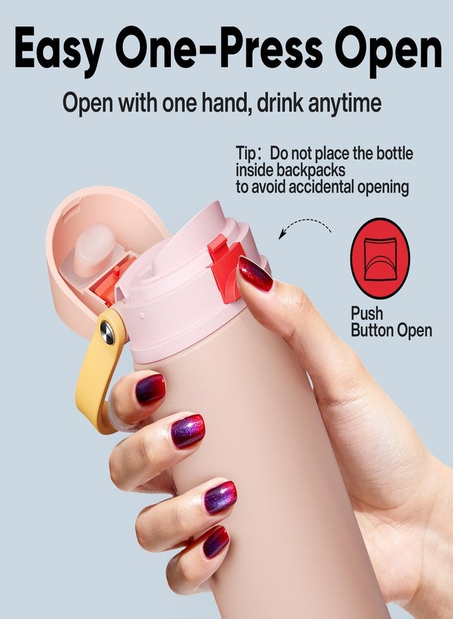 ENCOOL Insulated Water Bottle with Straw - Encool Stainless Steel Water Bottle with Push Button Lid, Leak-Proof & BPA-Free, Keeps Cold for 24 Hours for Sports, Travel, Gym (24 oz, Pink Daisy-Red) - Image 5