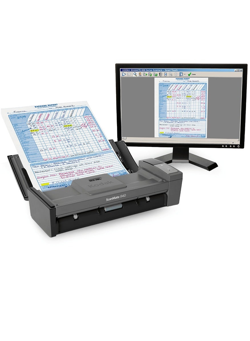 ScanMate i940 A4 Colour Document Scanner USB Powered Compact Portable Sheetfed Scanner with 20-Sheet Automatic Document Feeder for Paper and Photo, High-Speed Document Scanning for Home Office, Lightweight Space-Saving Design with Easy Remote Management, Reliable USB Connectivity, Professional Quality Output for Contracts Receipts and Photos, Travel-Friendly Business Scanner with Kodak Durability and Performance i940