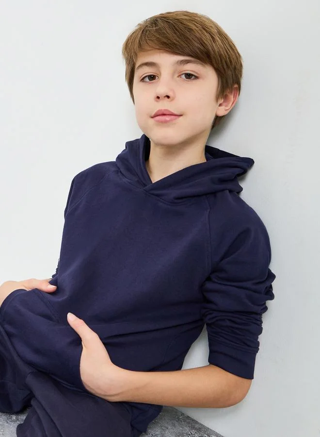 ستايلي Teen Unisex Navy Blue Regular Fit Cotton Hoodie