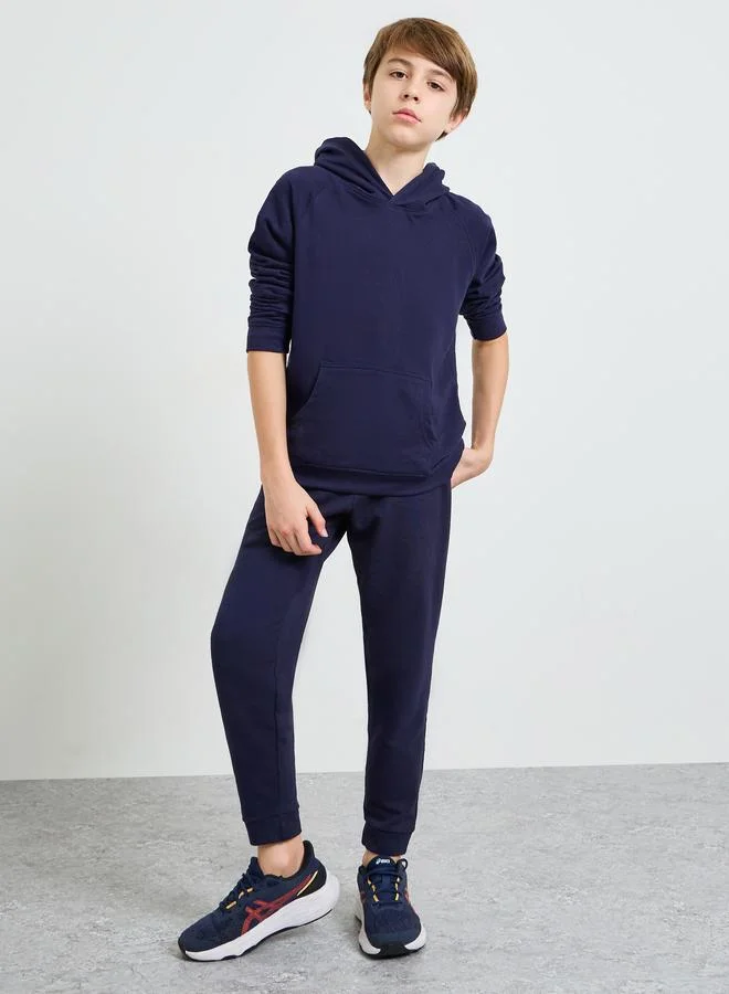 Styli Teen Unisex Navy Blue Regular Fit Cotton Hoodie