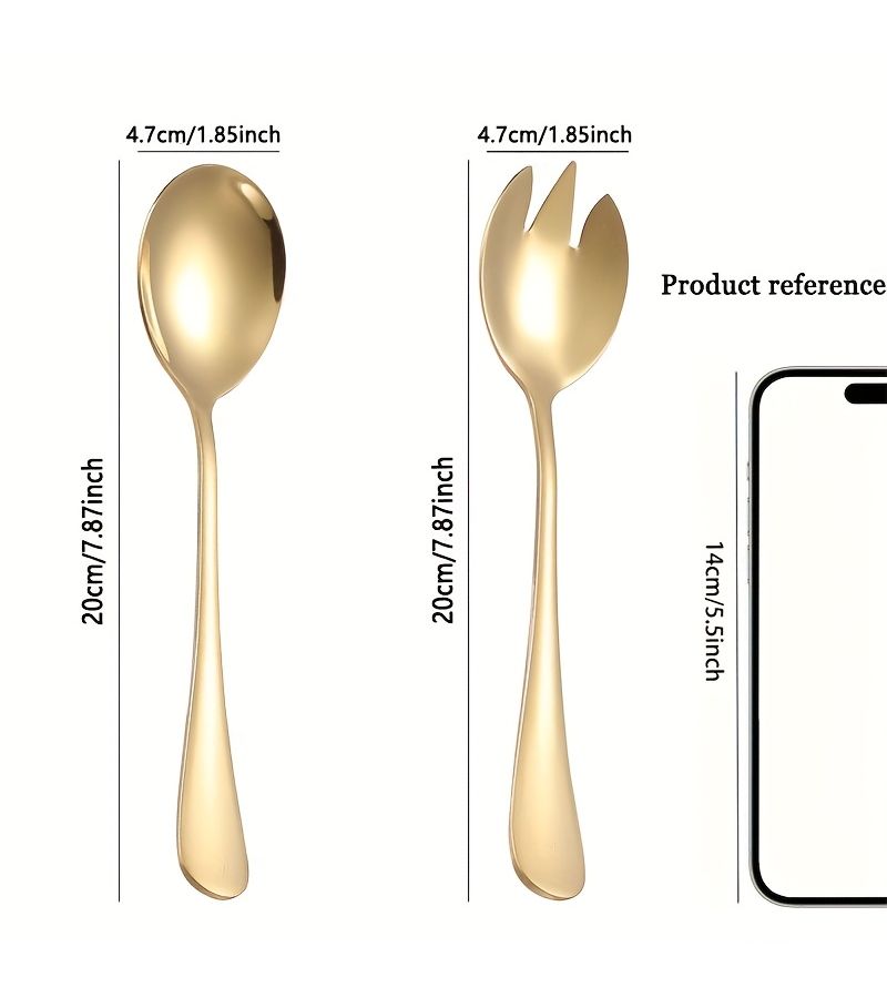4 Pieces Silvery Salad Serving Set Food Grade Stainless Steel Spoon And Fork Mirror Polished Dishwasher Safe For Home Kitchen Restaurant Party Christmas New Year - Image 3