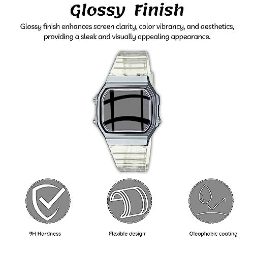 FCS Tpu (Pack Of 3 Screen Guard For Casio Vintage A168Wgg-1Bdf-D182 Smartwatch Screen Protector|0.33Mm Anti Shock Screen Protector For Casio Vintage D182 Screen Guard (Casio-Vintage-D182) - Image 4