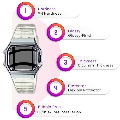 FCS Tpu (Pack Of 3 Screen Guard For Casio Vintage A168Wgg-1Bdf-D182 Smartwatch Screen Protector|0.33Mm Anti Shock Screen Protector For Casio Vintage D182 Screen Guard (Casio-Vintage-D182) - Image 3