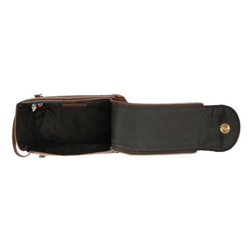 KomalC Premium Buffalo Leather Unisex Toiletry Bag Travel Dopp Kit (Distressed Orange Tan) - Image 4