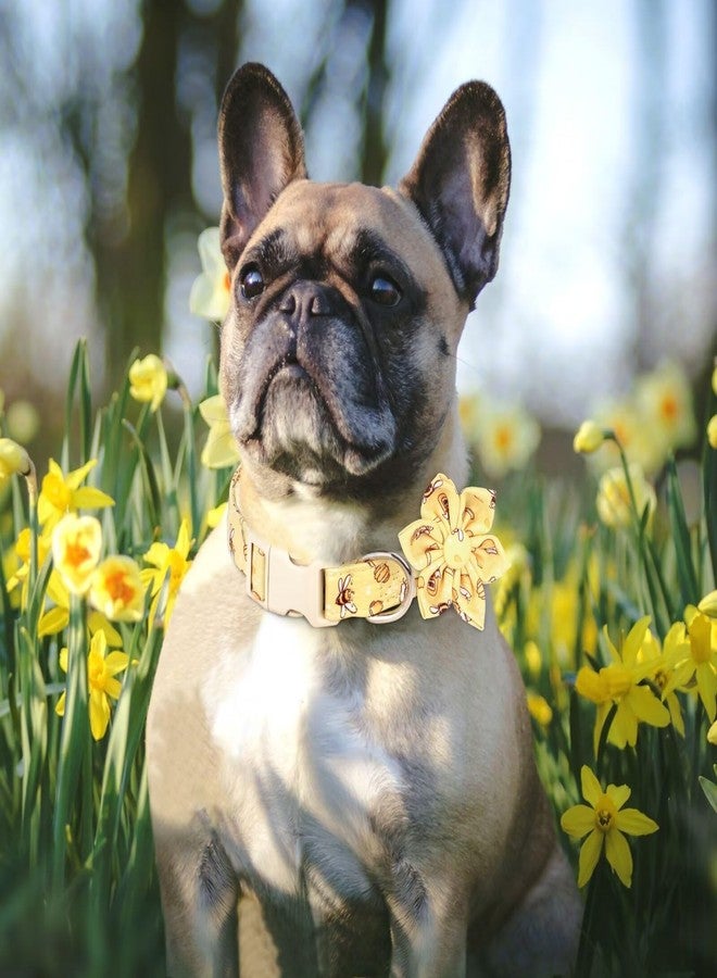 Beirui Cute Summer Dog Collar with Flower, Lightweight Soft Girl Dog Collar for Female Male Dogs, Adjustable Floral Pet Collar for Small Medium Large Dogs(Yellow Bee,L:14-23") - Image 5