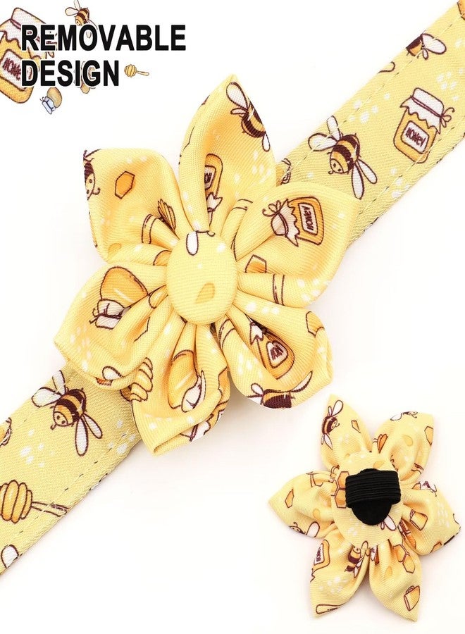 Beirui Cute Summer Dog Collar with Flower, Lightweight Soft Girl Dog Collar for Female Male Dogs, Adjustable Floral Pet Collar for Small Medium Large Dogs(Yellow Bee,L:14-23") - Image 2