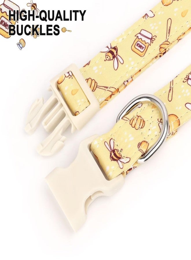 Beirui Cute Summer Dog Collar with Flower, Lightweight Soft Girl Dog Collar for Female Male Dogs, Adjustable Floral Pet Collar for Small Medium Large Dogs(Yellow Bee,L:14-23") - Image 3