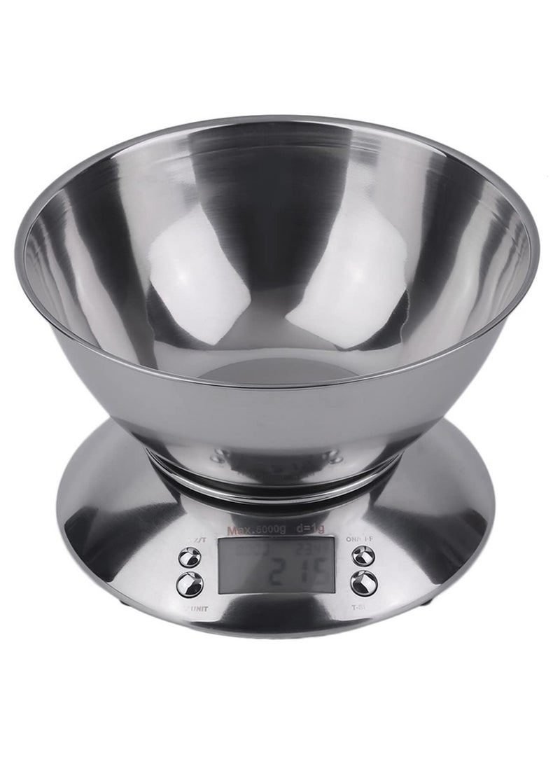 ميزان مطبخ رقمي للطبخ والخبز، موازين طعام متعددة الوظائف مع وعاء قابل للإزالة، سعة سائلة 2.15 لتر، سعة تحمل 11 رطل / 5 كجم، قياسات دقيقة للمكونات مثل القهوة والدقيق - Image 1