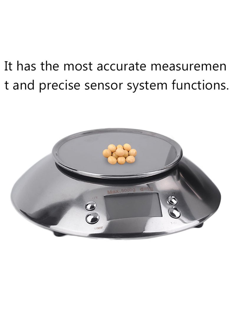 ميزان مطبخ رقمي للطبخ والخبز، موازين طعام متعددة الوظائف مع وعاء قابل للإزالة، سعة سائلة 2.15 لتر، سعة تحمل 11 رطل / 5 كجم، قياسات دقيقة للمكونات مثل القهوة والدقيق - Image 2