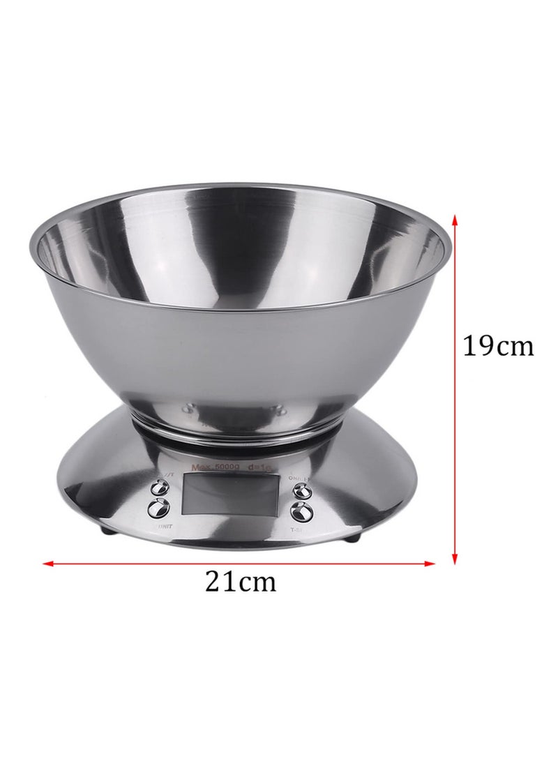 ميزان مطبخ رقمي للطبخ والخبز، موازين طعام متعددة الوظائف مع وعاء قابل للإزالة، سعة سائلة 2.15 لتر، سعة تحمل 11 رطل / 5 كجم، قياسات دقيقة للمكونات مثل القهوة والدقيق - Image 4