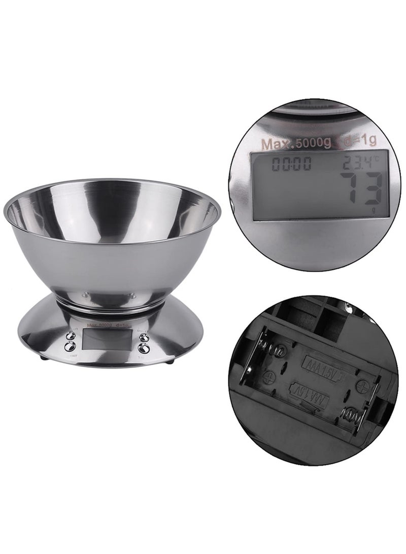 ميزان مطبخ رقمي للطبخ والخبز، موازين طعام متعددة الوظائف مع وعاء قابل للإزالة، سعة سائلة 2.15 لتر، سعة تحمل 11 رطل / 5 كجم، قياسات دقيقة للمكونات مثل القهوة والدقيق - Image 5