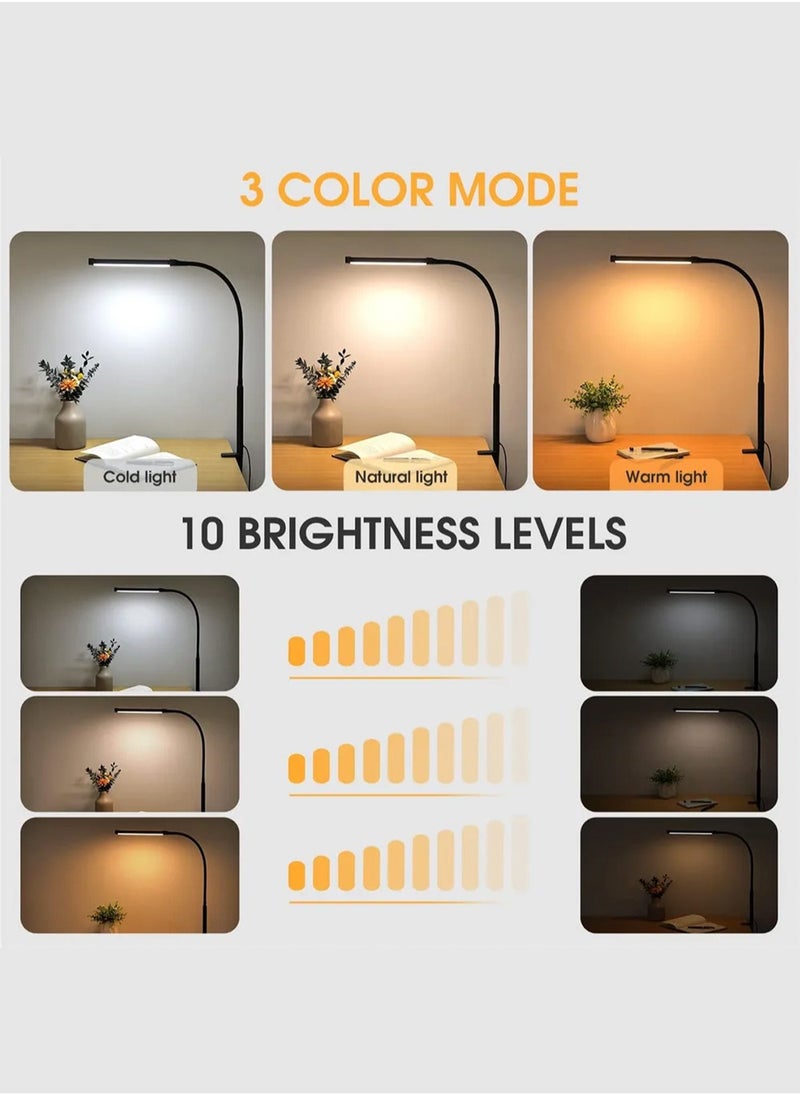 LOOPITYS - LED Single Head Reading Desk Lamp Foldable Swing Arm Table Lamp with Clip Dimmable Workstation Office PC Eye Protection… - Image 1