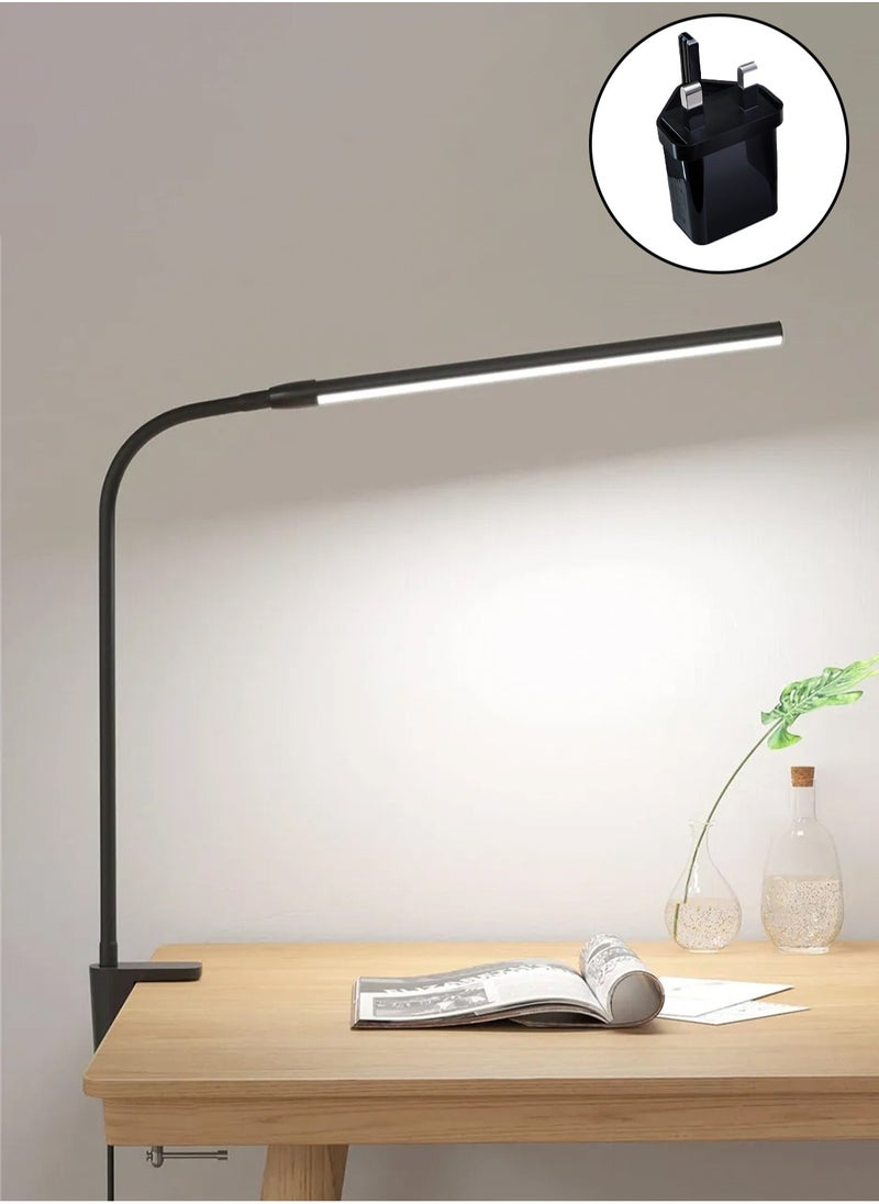 LOOPITYS - LED Single Head Reading Desk Lamp Foldable Swing Arm Table Lamp with Clip Dimmable Workstation Office PC Eye Protection… - Image 1