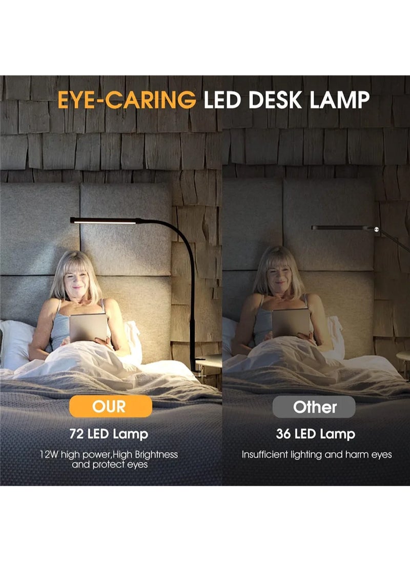 LOOPITYS - LED Single Head Reading Desk Lamp Foldable Swing Arm Table Lamp with Clip Dimmable Workstation Office PC Eye Protection… - Image 1