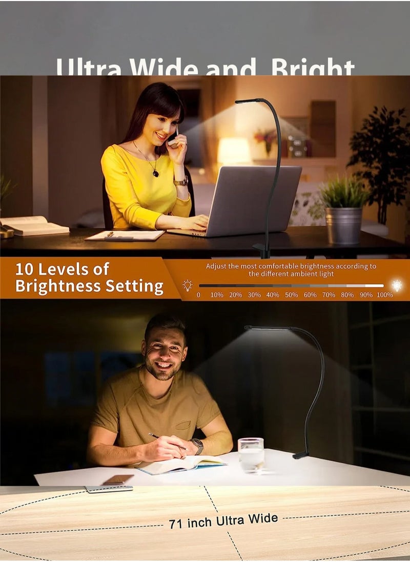 LOOPITYS - LED Single Head Reading Desk Lamp Foldable Swing Arm Table Lamp with Clip Dimmable Workstation Office PC Eye Protection… - Image 1