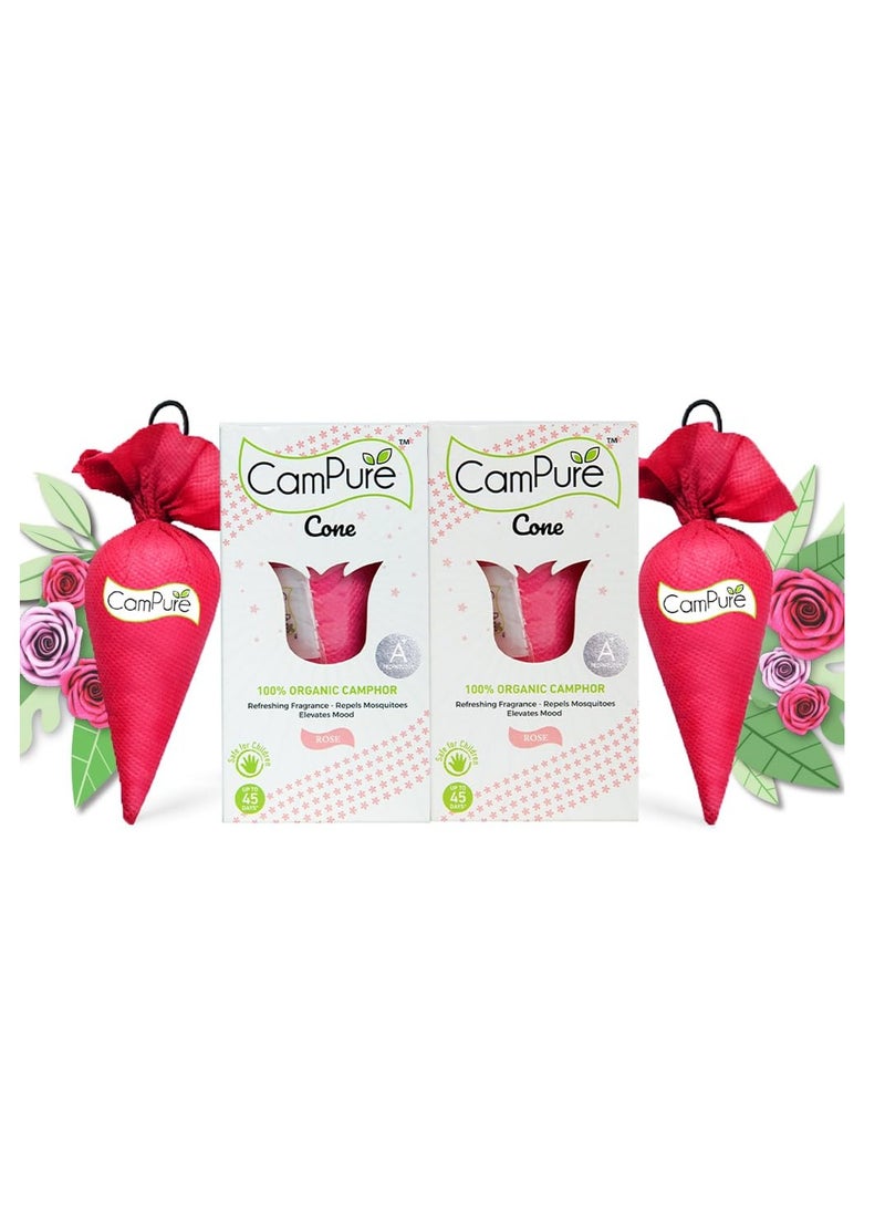 Mangalam Campure Camphor Cone (Rose) Pack of 2-100% Organic | Air Freshener for Car, Wardrobe, Office Cabin's, Drawers, Travel Bag & Bathroom  - Image 1