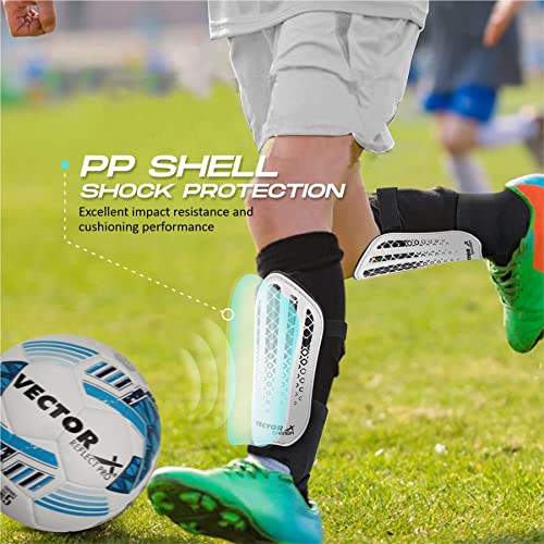Vector X Samba Shinguard with Ankle Adjustable | Training and Practice | for Girls and Boys | (Junior, White-Black) - Image 4