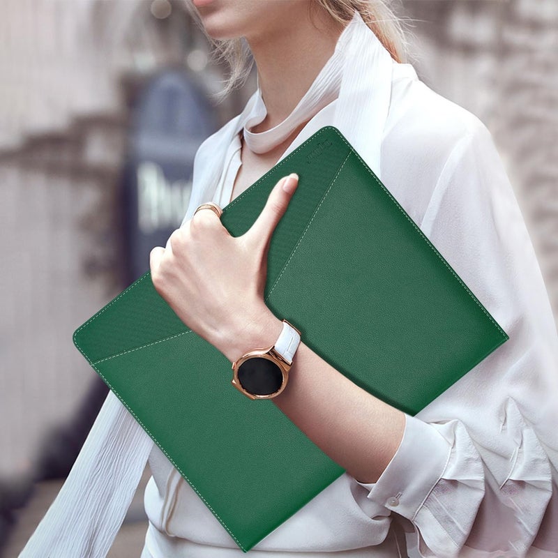 Toplive Padfolio 3 Ring Binder Organizer Business Portfolio Folder for Women, A4/ Letter Size PU Leather Portfolio Padfolio for Interview Conference Presentation, Dark Green - Image 2