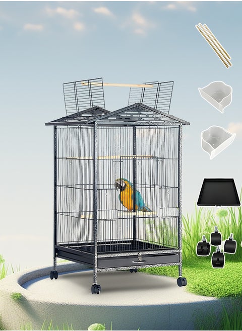 Bird Cage Large Luxury Parrot Cage Portable Bird Carrier Cage with Rolling Stand